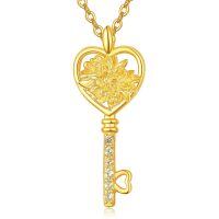 wholesale 925 Sterling Silver Heart Rose Key Pendant Necklace-11-Nov-Chrysanthemum