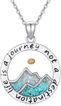 wholesale 925 Sterling Silver Turquoise Mountain Pendant Necklace with Inspirational Quote - Christian Faith Jewelry for Women-B-Turquoise