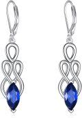 wholesale 925 Sterling Silver Blue Cubic Zirconia Celtic Knot Drop Earrings-0-0