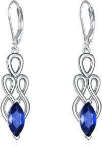 wholesale 925 Sterling Silver Blue Cubic Zirconia Celtic Knot Drop Earrings-Celtic Ⅰ-Sapphire