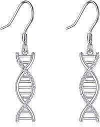 wholesale Metal & Stone DNA Earrings - Unique Gifts for Sister, Brother, Parents - Elegant 34.2mm Jewelry for Weddings, Graduation, Valentine's Day-DNA Double Helix