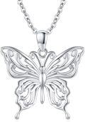 wholesale 925 Sterling Silver 925 Elegant Filigree Butterfly Pendant Necklaces Minimalist s for Women Girls-0-0