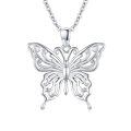 wholesale 925 Sterling Silver Blue Enamel Butterfly Pendant Necklace-0-1