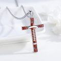 wholesale 925 Sterling Silver Red Enamel Football Cross Pendant Necklace  for Women and Men-0-1