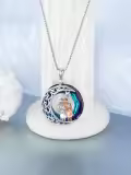TOUPOP 925 Sterling Silver Blue Crystal Twins Pendant Necklace-0-1