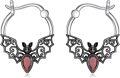 wholesale 925 Sterling Silver Bat Hoop Earrings with Red Crystal Gemstone - Gothic Style Jewellery Gift for Her-0-0