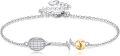 wholesale 925 Sterling Silver Tennis Racket & Heartbeat Gold Ball Charm Bracelet-0-0