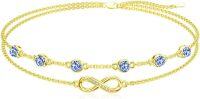wholesale Sterling Silver Birthstone Women s Anklet Bracelets Infinity Butterfly Evil Eye Turtle Pineapple Starfish Heart-Infinity 09-Sapphire-Yellow Gold-Bracelet 7"-9"