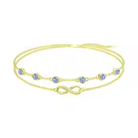 wholesale 925 Sterling Silver Birthstone Women s Anklet Bracelets Infinity Butterfly Evil Eye Turtle Pineapple Starfish Heart-Infinity 09-Sapphire-Yellow Gold-Bracelet 7"-9"