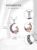 wholesale 925 Sterling Silver Fox in the Moonlight Pendant Necklace with Rose Gold Accents and Black Enamel Details-0-5