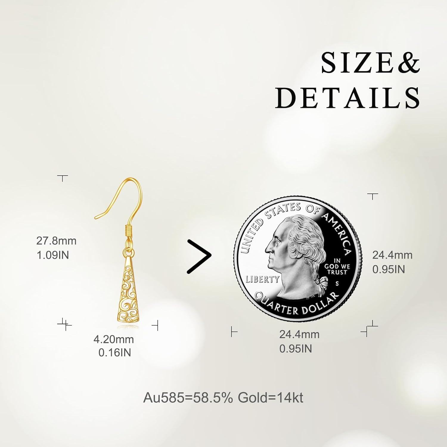 wholesale 18K Gold Spiral Vine Triangle Drop Leverback Earrings-0-3