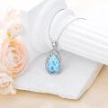 wholesale 925 Sterling Silver Blue Larimar Teardrop Filigree Ocean Wave Pendant Necklace-0-2