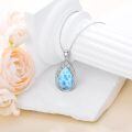 wholesale 925 Sterling Silver Teardrop Larimar Pendant Necklace-0-2