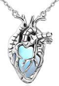 wholesale 925 Sterling Silver Moonstone Anatomical Heart Necklace - Vintage Hope Charm Gift for Women-0-0