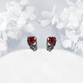 wholesale 925 Sterling Silver Heart Hand Claw Stud Earrings Red Crystal Gothic  for Women-0-1