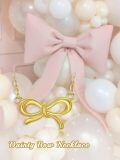 TOUPOP 14k Solid Gold & Crystal Bow Necklace For Women-0-4