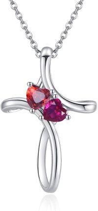 wholesale 925 Sterling Silver Birthstone Cross Necklace for Women - Personalized Faith Jewelry-(Jan-Jul)