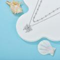 wholesale 925 Sterling Silver Butterfly Pendant Double Layered Chain Necklace for Women 18+2 inches-0-3