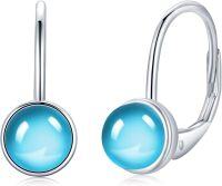 wholesale 925 Sterling Silver 7mm Egg Cut Birthstone Leverback Drop Earrings for Women Girls-Marcy Birthstone