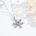 wholesale 925 Silver & Cubic Zirconia Snowflake Necklace - Elegant Protruding Stone Design - 100 I Love You Languages Projection - Hypoallergenic Gift for All Occasions-0-4