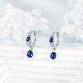wholesale 925 Sterling Silver Blue Crystal Teardrop Celtic Knot Huggies Earrings  for Women-0-2