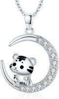 wholesale 925 Sterling Silver Moon & Tiger Pendant Necklace for Women - Musical Notes Design-0-0
