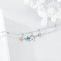 wholesale 925 Sterling Silver Blue Crystal Star Charm Double-Chain Ankle Anklet for Women and Girls Gifts-0-3