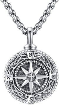 wholesale 925 Sterling Silver Compass Rose Pendant with Chain - Memorial Keepsake Jewelry for Ashes Cremation-Compass-A