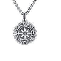 wholesale 925 Sterling Silver Compass Rose Pendant with Chain - Memorial Keepsake Jewelry for Ashes Cremation-Compass-A