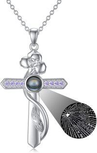 wholesale 925 Sterling Silver 12 Month Birthstone Flower Necklace  Char-02-February-Violet-02-Feb-Violet+Photo