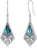 wholesale 925 Sterling Silver Abalone Shell Filigree Celtic Knot Swirl Dragonfly Drop Earrings-0-0