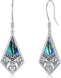wholesale 925 Sterling Silver Abalone Shell Filigree Celtic Knot Swirl Dragonfly Drop Earrings-Filigree Rhombus