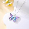 wholesale 925 Sterling Silver Purple & Blue Enamel Butterfly Pendant Necklace for Women-0-2