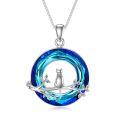 TOUPOP Sterling Silver Crystal Cat Necklace Gifts For Women Girls-0-0