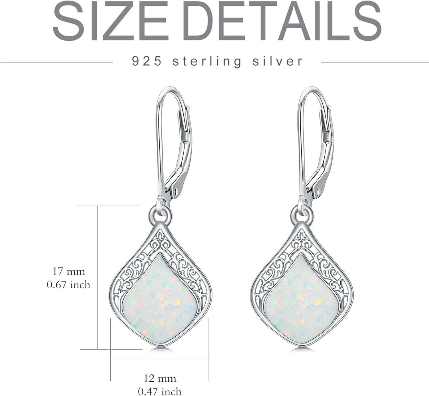 Wholesale 925 Sterling Silver White Opal Drop Earrings for Women -0-4