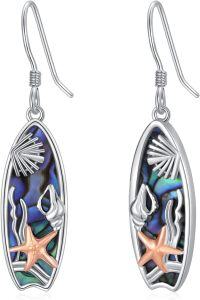 wholesale 925 Sterling Silver Abalone Shell Starfish Drop Earrings - Ocean Theme Jewelry for Women-Starfish