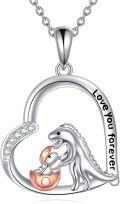 wholesale 925 Sterling Silver Love You Forever Dinosaur Heart Pendant Necklace Gifts for Women-0-0