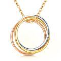 TOUPOP 14K Gold Three Circle Necklace for Women Tri Color Pendant Gift-0-0