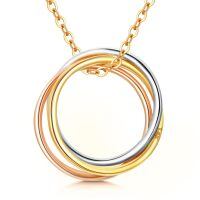 TOUPOP 14K Gold Three Circle Necklace for Women Tri Color Pendant Gift-undefined