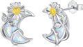 wholesale 925 Sterling Silver Opal Crescent Moon & Daisy Stud Earrings Hypoallergenic Gift for Her-0-0