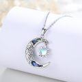 wholesale 925 Sterling Silver Abalone Shell Sun & Moon Pendant Necklace for Women Birthdays Gifts-0-4