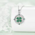 wholesale 925 Sterling Silver Green Crystal Four-Leaf Clover Pendant Necklace Lucky Charm s for Women Girls-0-3