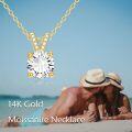 wholesale 14K Gold Round Cut Moissanite Solitaire V-Shape Pendant Necklace for Women (1 ct)-0-1