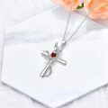 wholesale 925 Sterling Silver Cross Pendant With Red Gemstone And Lily Design-0-52