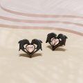 wholesale 925 Sterling Silver Dolphin Heart Stud Earrings - Valentine's Day Gift for Her-0-1