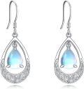 wholesale 925 Sterling Silver Teardrop Moonstone Celtic Knotwork Drop Earrings-0-0