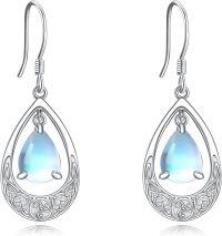 wholesale 925 Sterling Silver Teardrop Moonstone Celtic Knotwork Drop Earrings-Moonstone