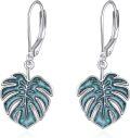 wholesale 925 Sterling Silver Turquoise Leaf Leverback Earrings-0-0