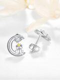 wholesale 925 Sterling Silver Frog Crown Moon Stud Earrings for Women - Hypoallergenic -0-1