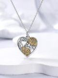wholesale Silver Heart Hummingbird Sunflower Urn Necklace for Ashes - 925 Sterling Silver & Gold Plated Pendant with Moonstone and Turquoise Elements-0-2